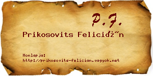 Prikosovits Felicián névjegykártya
